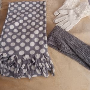 Girls winter scarf, gloves and headband set